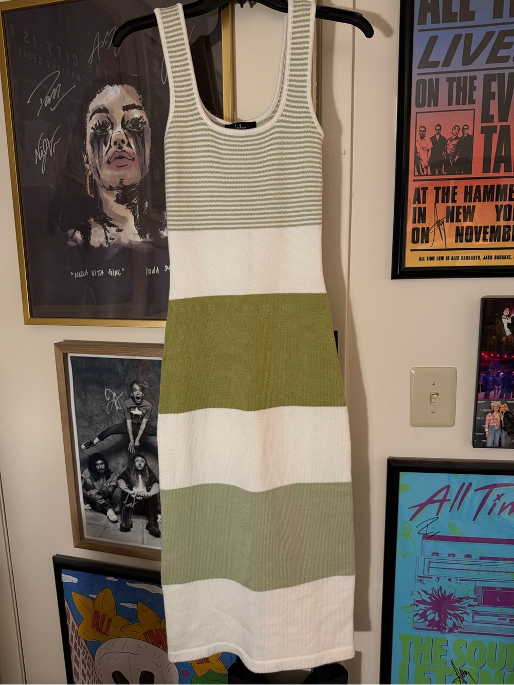 Lulu's Olive and White Striped Tank Midi Dress